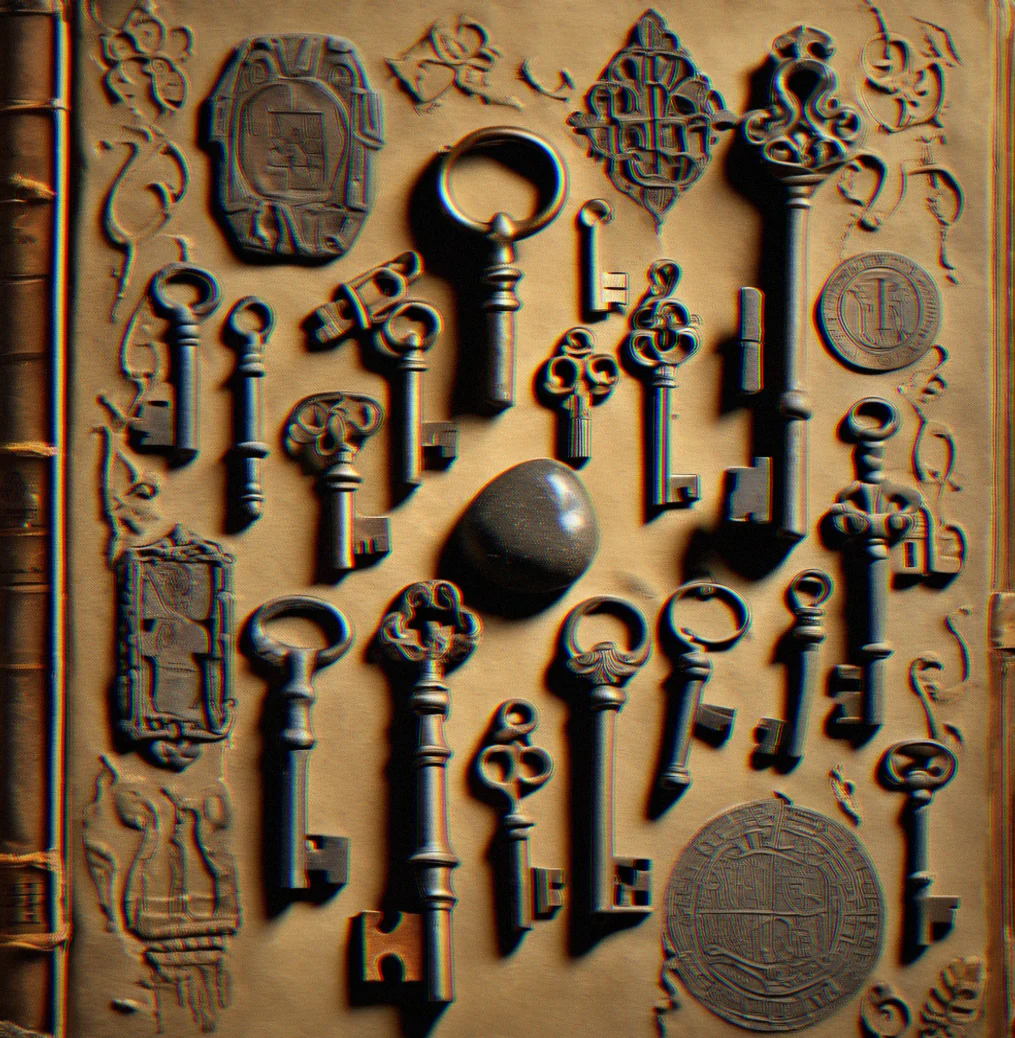 Phone screen displaying a puzzle lock where symbols light up when you solve them, with faint lines showing different paths branching out from the center