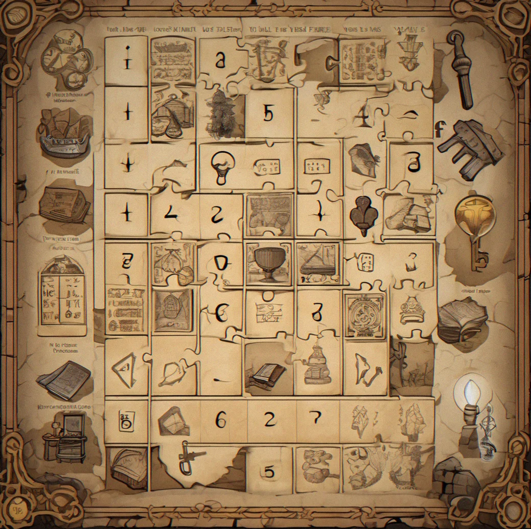 Mobile game screen showing a puzzle grid with symbols, one piece glowing slightly to show you're making progress
